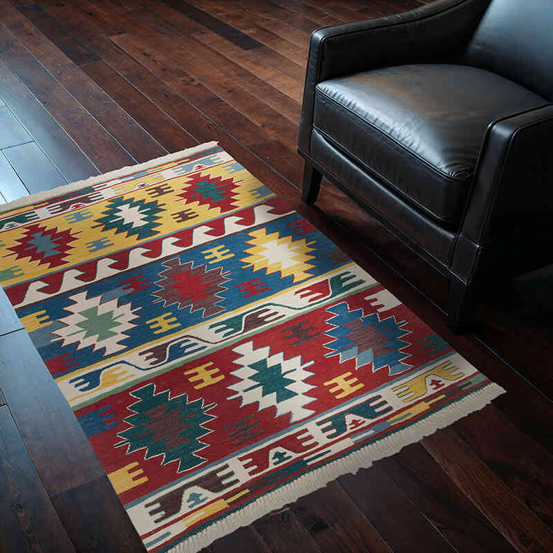 New Handwoven Turkish Kilim Rug - 3' 2" x 4' 3" (38" x 51") - K0062555