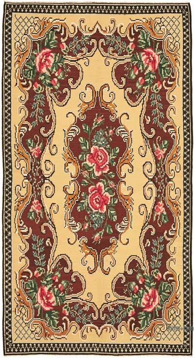 Vintage Handwoven Moldovan Kilim Rug - 5' 8" x 10' 1" (68" x 121")