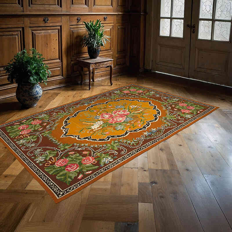 Vintage Handwoven Moldovan Kilim Rug - 5' 7" x 8' 9" (67" x 105") - K0062602