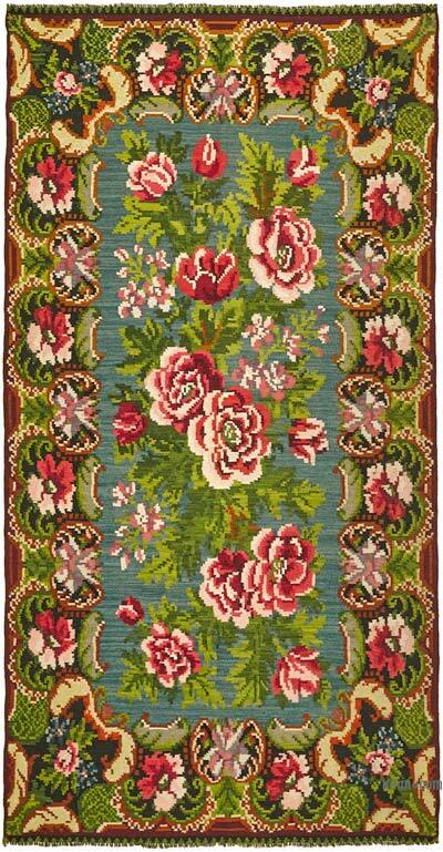 Vintage Handwoven Moldovan Kilim Rug - 5' 5" x 10' 3" (65" x 123")