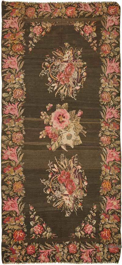 Vintage Handwoven Moldovan Kilim Rug - 6' 4" x 13'  (76" x 156")