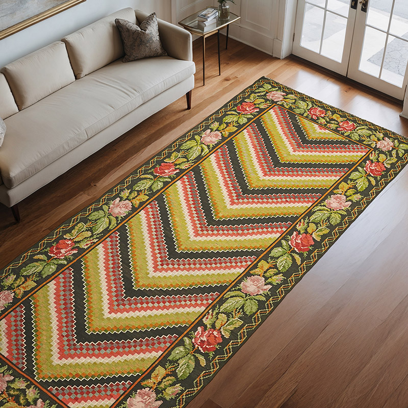 Vintage Handwoven Moldovan Kilim Rug - 5' 8" x 11' 11" (68" x 143") - K0062645