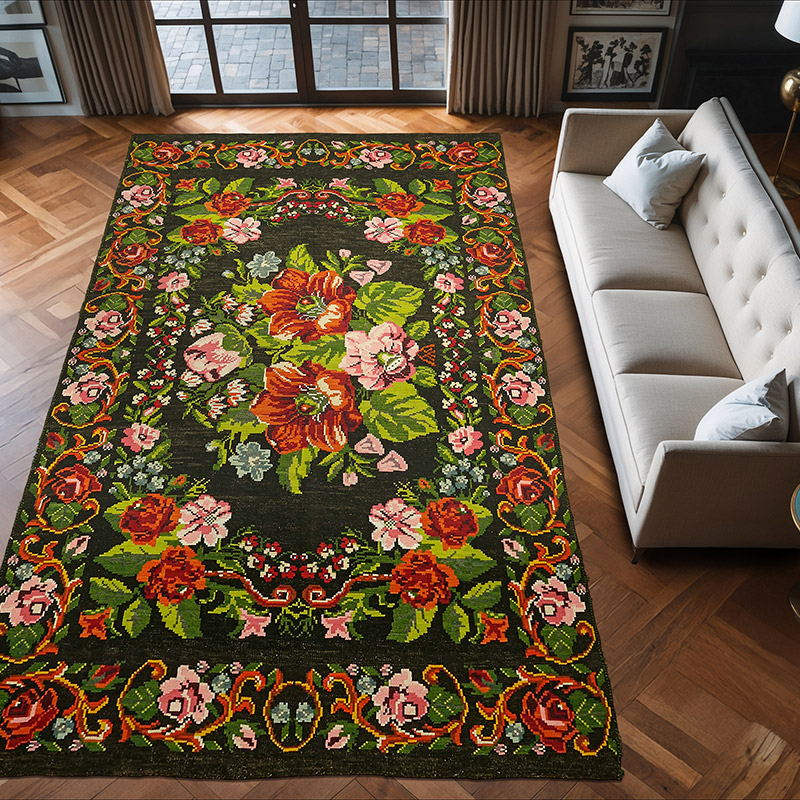 Vintage Handwoven Moldovan Kilim Rug - 6' 11" x 12' 4" (83" x 148") - K0062658