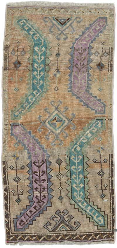Vintage Turkish Hand-Knotted Rug - 1' 7" x 3' 2" (19" x 38")