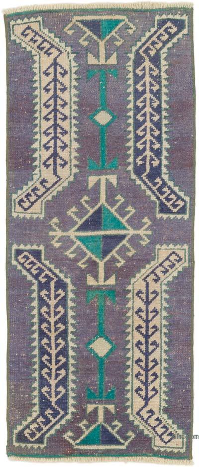 Alfombra Vintage Turca Anudada a Mano - 43 cm x 101 cm