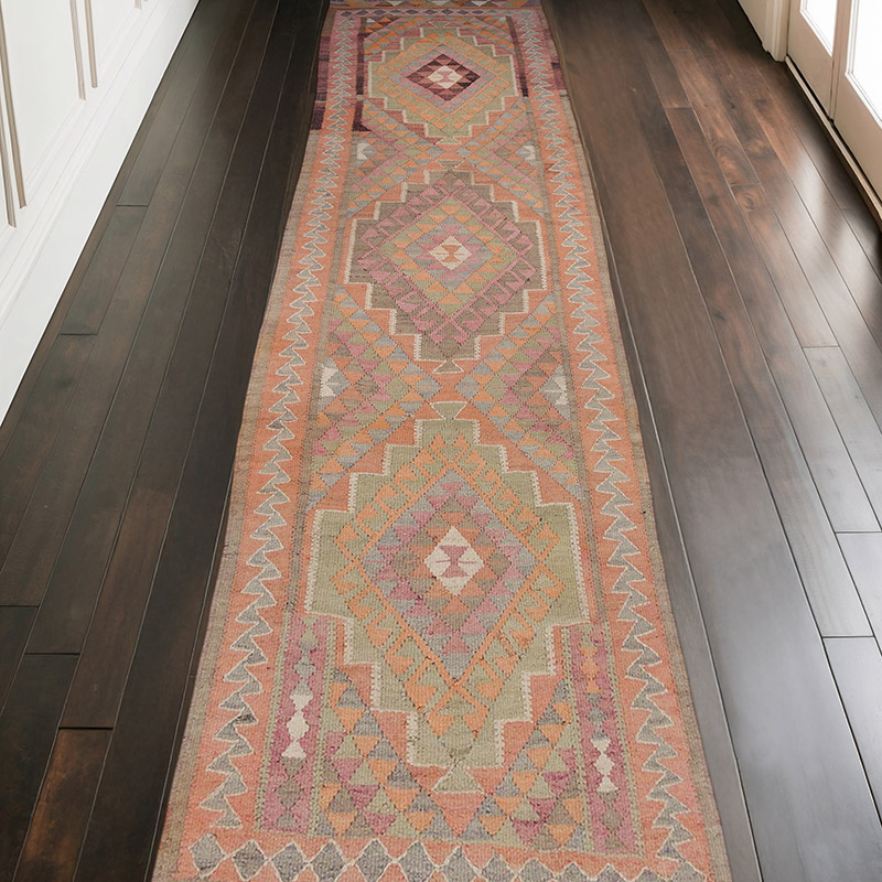 Vintage Tribal Kilim Runner - 3' 5" x 11' 4" (41" x 136") - K0062850