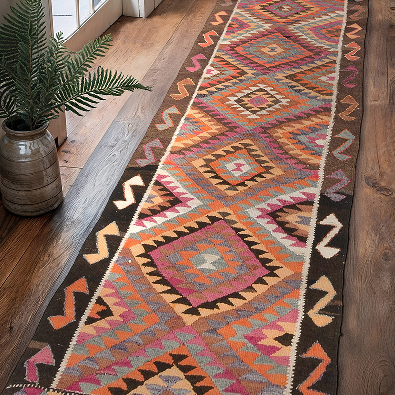 Alfombra Kilim Tribal Vintage - 93 cm x 317 cm - K0062859