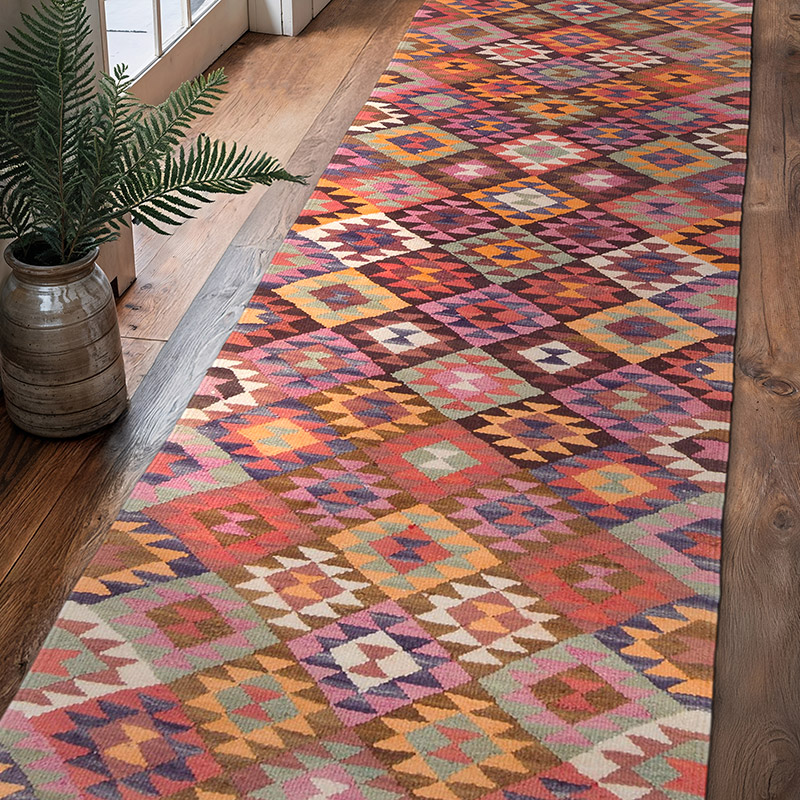 Vintage Tribal Kilim Runner - 2' 11" x 9' 10" (35" x 118") - K0062885