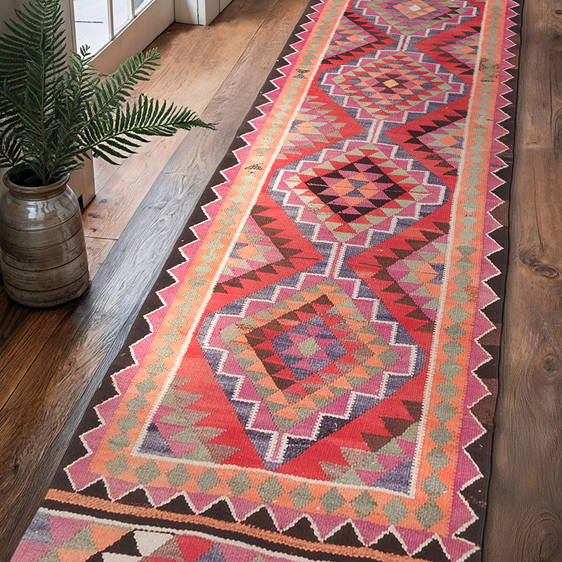 Vintage Anadolu Kilim Yolluk - 96 cm x 325 cm - K0062887