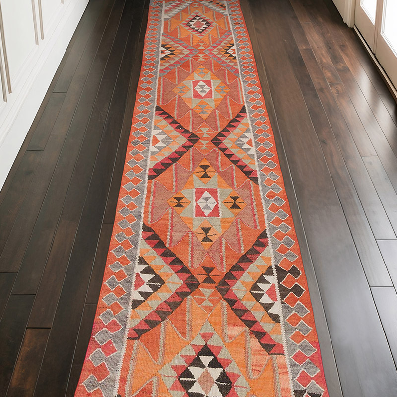 Vintage Tribal Kilim Runner - 3' 4" x 12' 1" (40" x 145") - K0062890