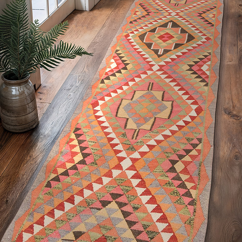 Alfombra Kilim Tribal Vintage - 100 cm x 346 cm - K0062903