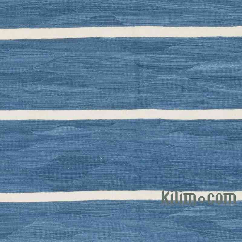 Mavi Yeni El Dokuma Çizgili Kilim - 300 cm x 320 cm - K0062928