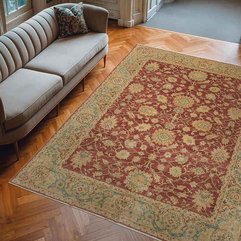 New Hand Knotted Wool Oushak Rug - 8' 5" x 10' 6" (101" x 126") - K0063148