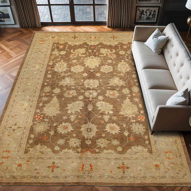 New Hand Knotted Wool Oushak Rug - 9' 8" x 13' 8" (116" x 164") - K0063157