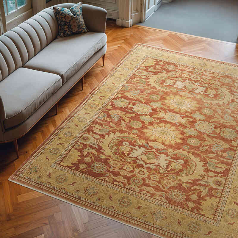 New Hand Knotted Wool Oushak Rug - 8' 2" x 9' 9" (98" x 117") - K0063182