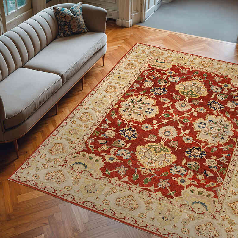 New Hand Knotted Wool Oushak Rug - 8' 3" x 9' 11" (99" x 119") - K0063187