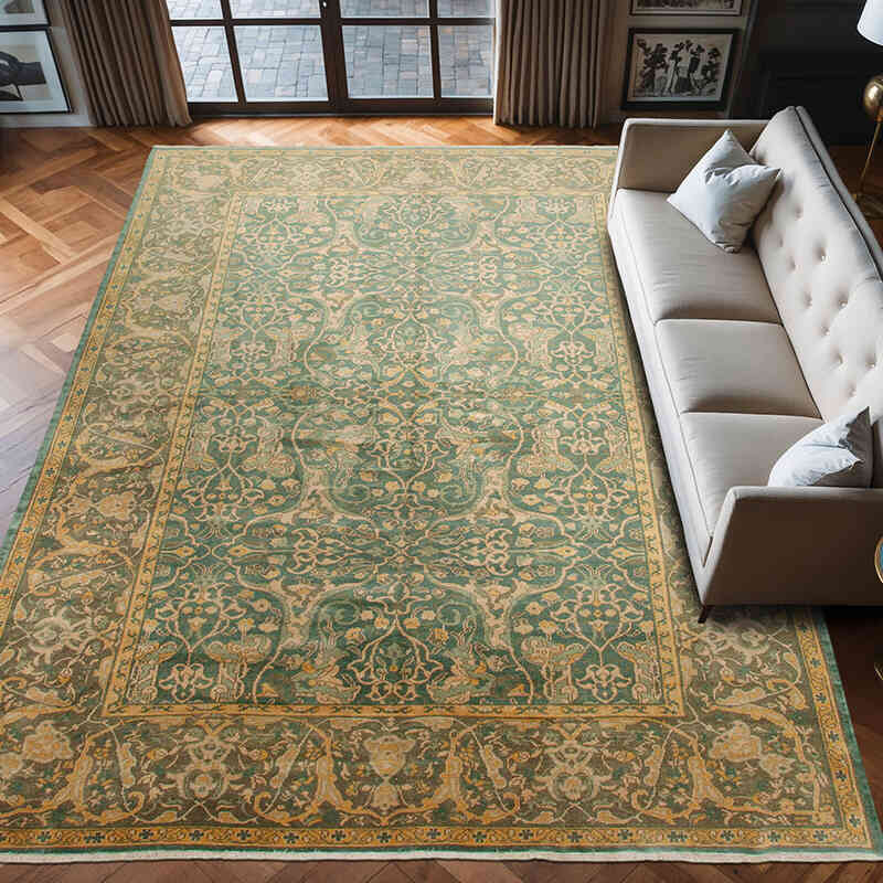 New Hand Knotted Wool Oushak Rug - 8' 11" x 13' 1" (107" x 157") - K0063189