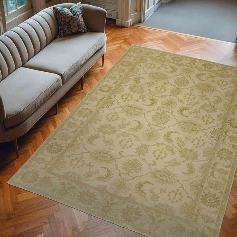 New Hand Knotted Wool Oushak Rug - 7' 4" x 10' 3" (88" x 123") - K0063218