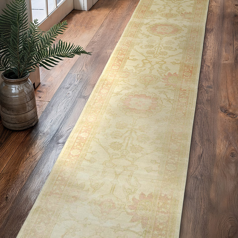 Nueva Alfombra Ushak Tejida a Mano - 76 cm x 403 cm - K0063331