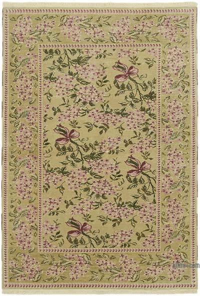 New Hand Knotted Wool Oushak Rug - 4' 1" x 5' 11" (49" x 71")