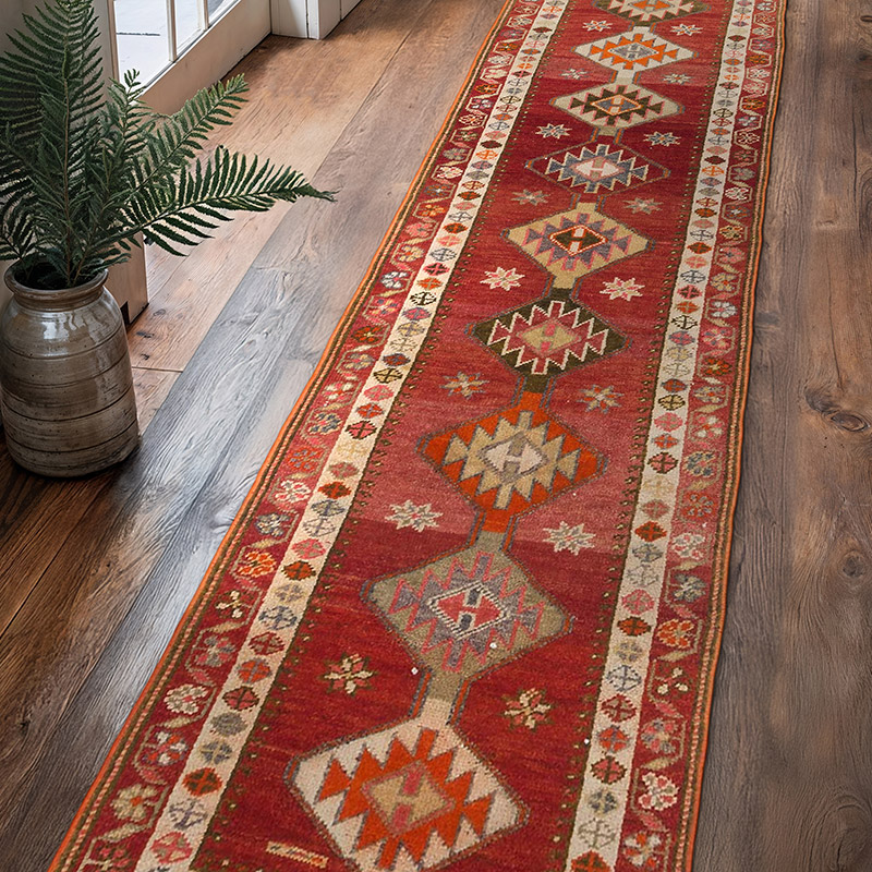 Alfombra Vintage de pasillo - 92 cm x 387 cm - K0063393