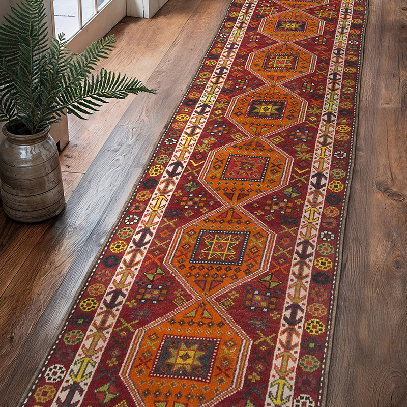 Vintage Tribal Runner Rug - 3' 1" x 12' 3" (37" x 147") - K0063395