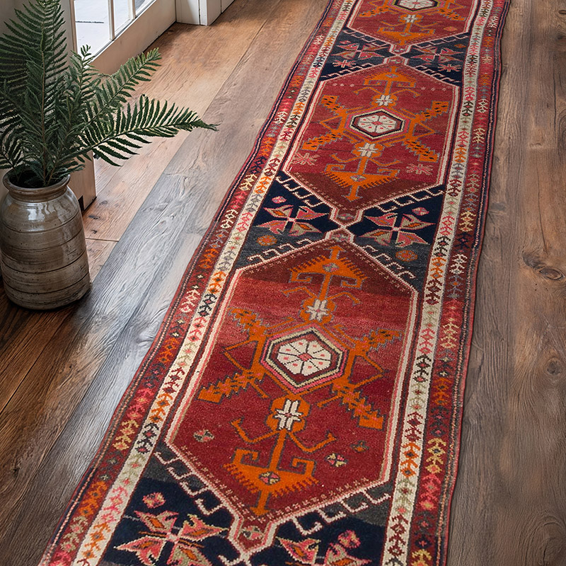 Vintage Tribal Runner Rug - 2' 11" x 12' 8" (35" x 152") - K0063419