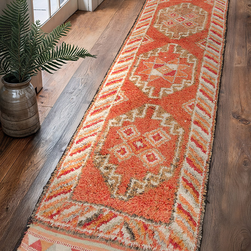Vintage Tribal Runner Rug - 3' 1" x 12'  (37" x 144") - K0063487