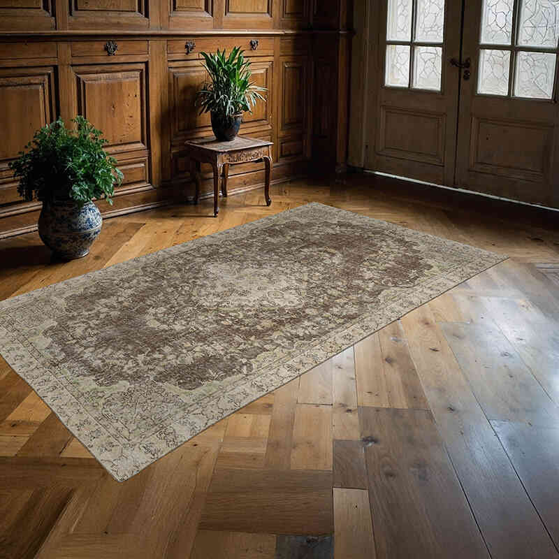 Alfombra Vintage Turca Anudada a Mano - 141 cm x 254 cm - K0063619