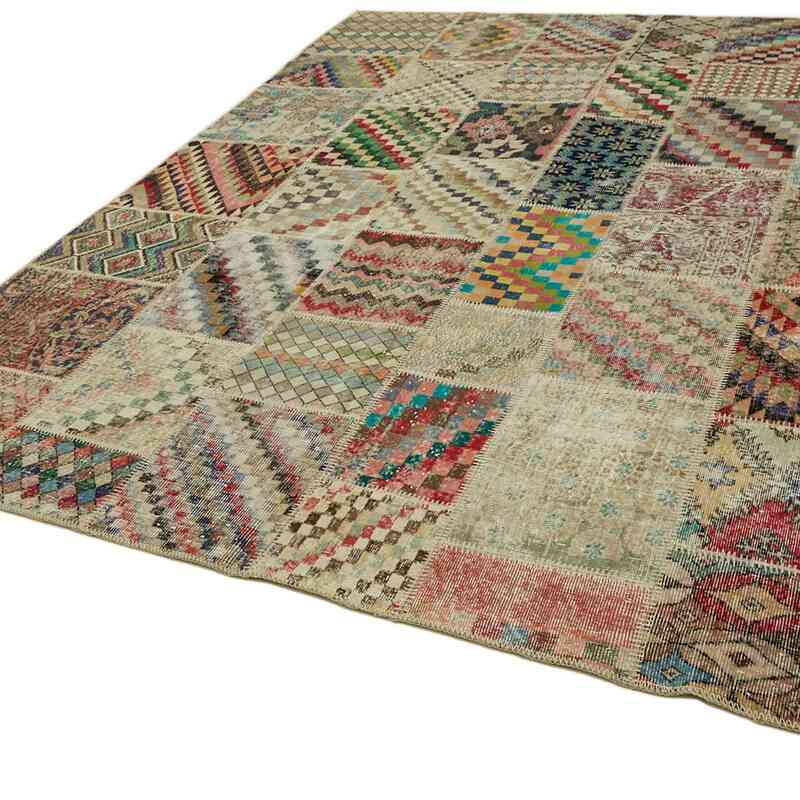 Patchwork Hand-Knotted Turkish Rug - 8' 2" x 9' 10" (98" x 118") - K0063778