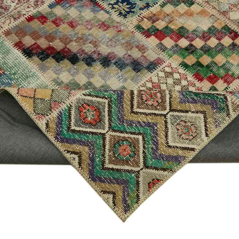Patchwork Hand-Knotted Turkish Rug - 8' 2" x 9' 10" (98" x 118") - K0063778