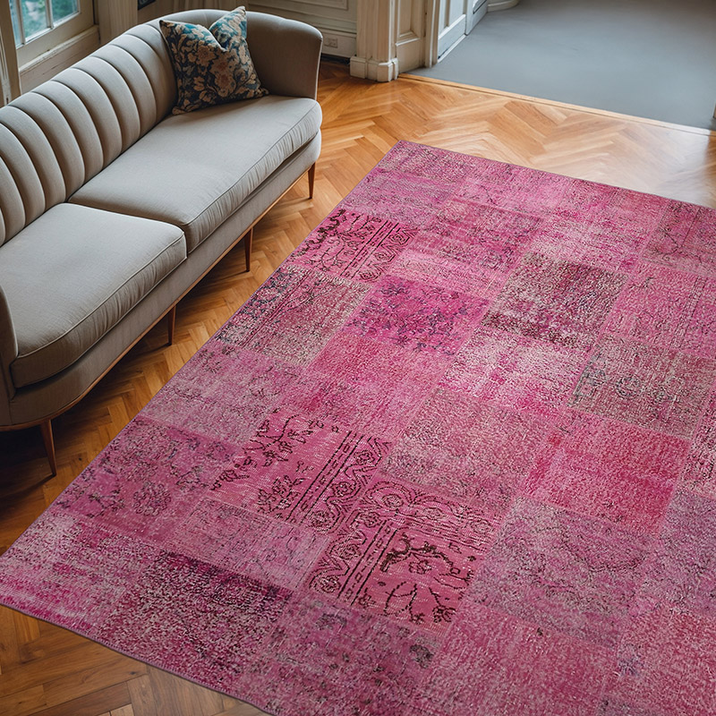 Patchwork Hand-Knotted Turkish Rug - 8' 2" x 9' 10" (98" x 118") - K0063779