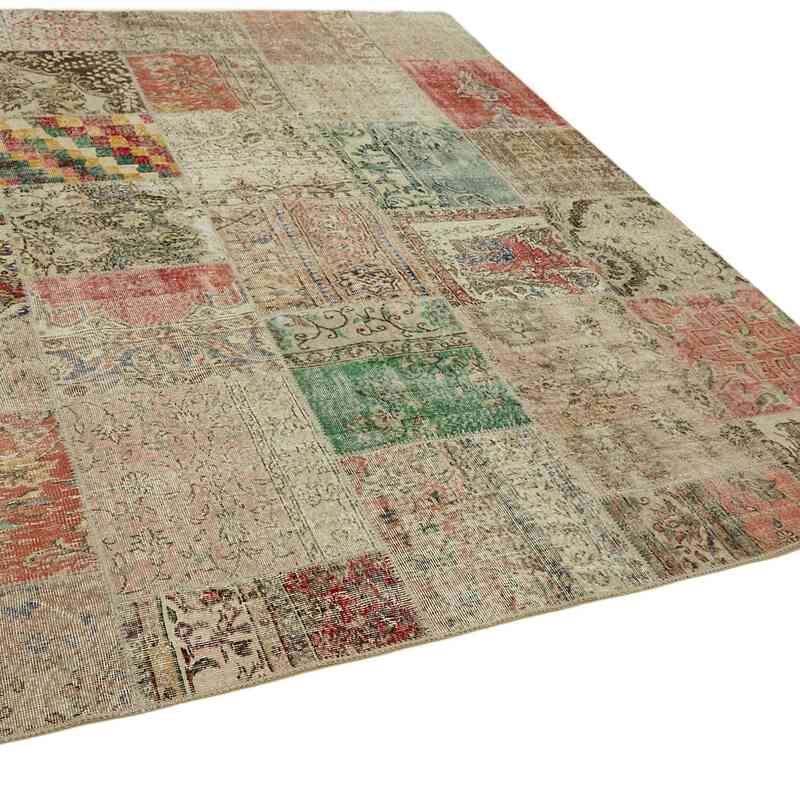 Patchwork Hand-Knotted Turkish Rug - 8' 3" x 9' 10" (99" x 118") - K0063789