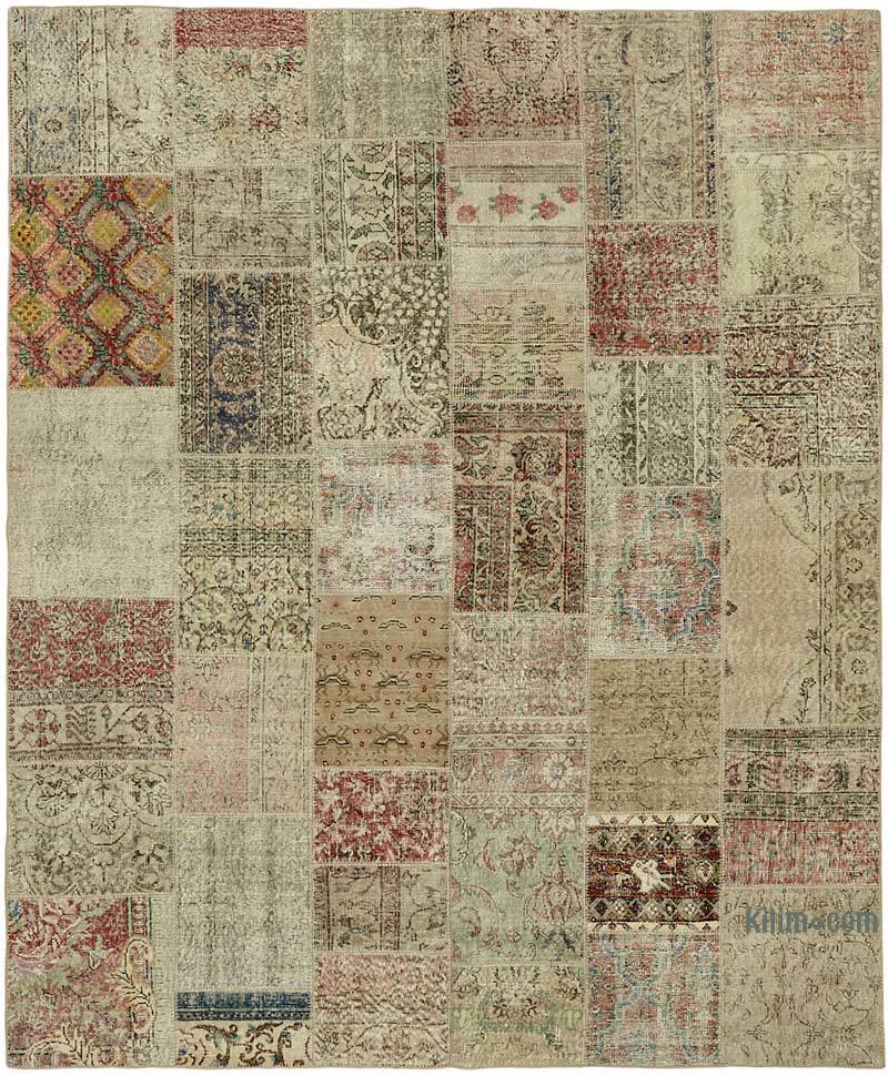 Patchwork Hand-Knotted Turkish Rug - 8' 3" x 9' 10" (99" x 118") - K0063791
