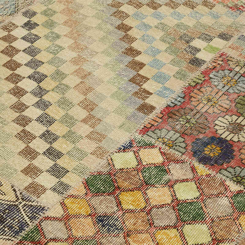 Patchwork Hand-Knotted Turkish Rug - 8' 2" x 9' 10" (98" x 118") - K0063803
