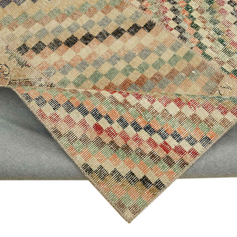Patchwork Hand-Knotted Turkish Rug - 8' 2" x 9' 10" (98" x 118") - K0063803