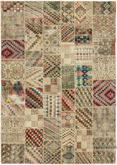 Patchwork Hand-Knotted Turkish Rug - 8' 2" x 11' 6" (98" x 138")