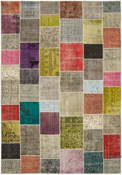 Patchwork Hand-Knotted Turkish Rug - 8' 2" x 11' 7" (98" x 139")