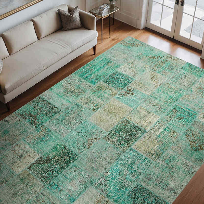 Patchwork Hand-Knotted Turkish Rug - 8' 3" x 11' 5" (99" x 137") - K0063822