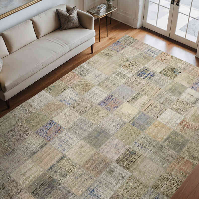 Patchwork Hand-Knotted Turkish Rug - 8' 6" x 11' 8" (102" x 140") - K0063825