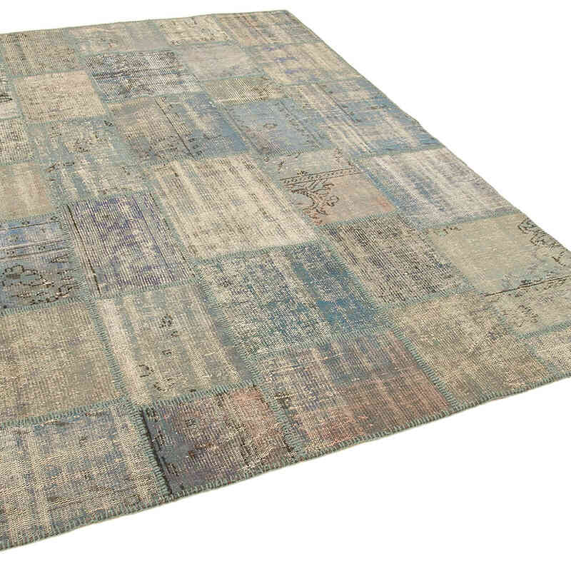 Patchwork Hand-Knotted Turkish Rug - 5' 9" x 7' 11" (69" x 95") - K0063829