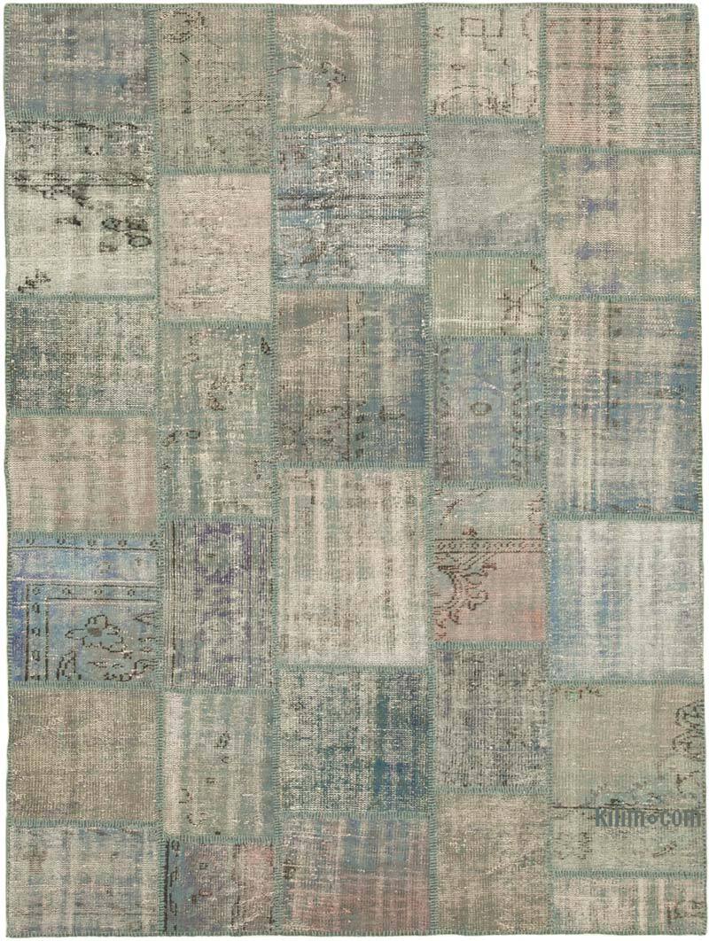Patchwork Hand-Knotted Turkish Rug - 5' 9" x 7' 11" (69" x 95") - K0063829