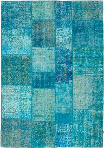 Patchwork Hand-Knotted Turkish Rug - 5' 7" x 8'  (67" x 96")