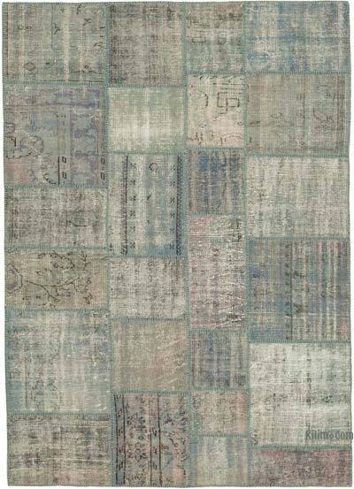Patchwork Hand-Knotted Turkish Rug - 5' 9" x 8'  (69" x 96")