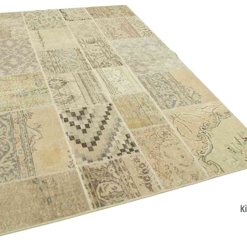 Patchwork Hand-Knotted Turkish Rug - 5' 7" x 7' 11" (67" x 95") - K0063837