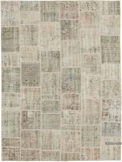 Patchwork Hand-Knotted Turkish Rug - 5' 8" x 7' 9" (68" x 93")