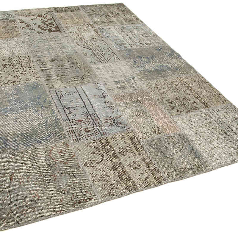 Mavi Patchwork El Dokuma Halı - 170 cm x 240 cm - K0063854