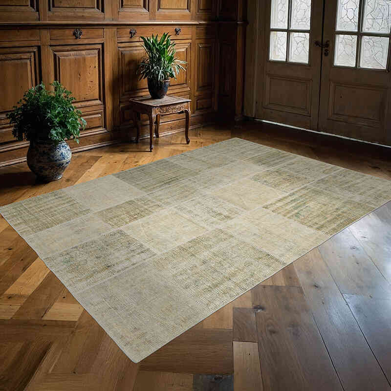 Patchwork Hand-Knotted Turkish Rug - 5' 7" x 7' 10" (67" x 94") - K0063860