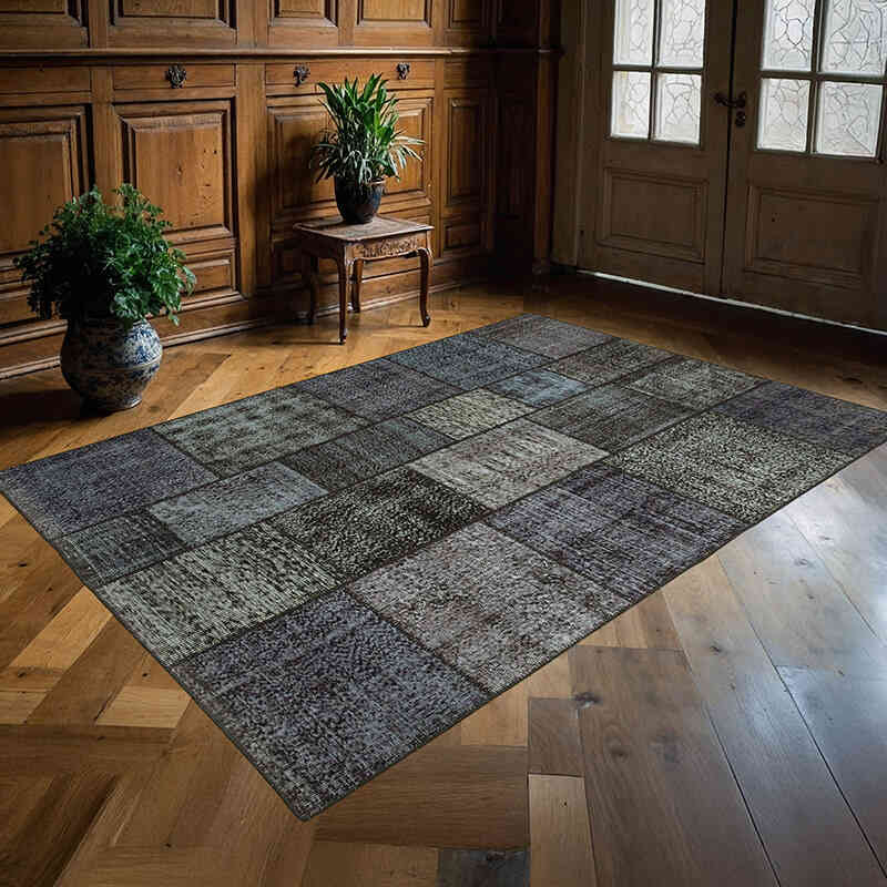 Patchwork Hand-Knotted Turkish Rug - 5' 7" x 8' 1" (67" x 97") - K0063862