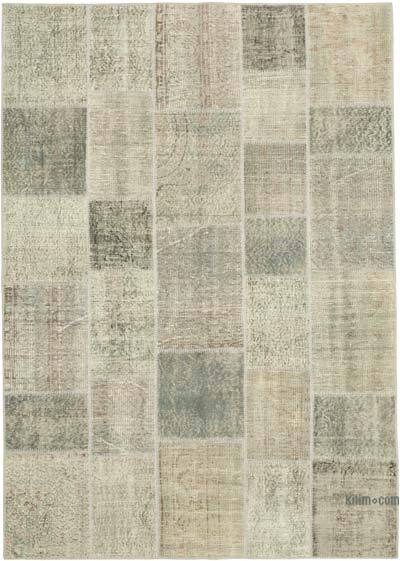 Patchwork Hand-Knotted Turkish Rug - 5' 8" x 8'  (68" x 96")